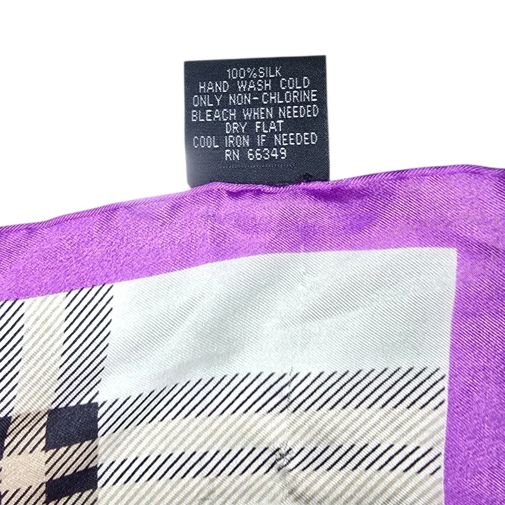 V. Fraas Scarf Womens OS‎ Purple Cream Silk Plaid Long Rectangle Classic Elegant